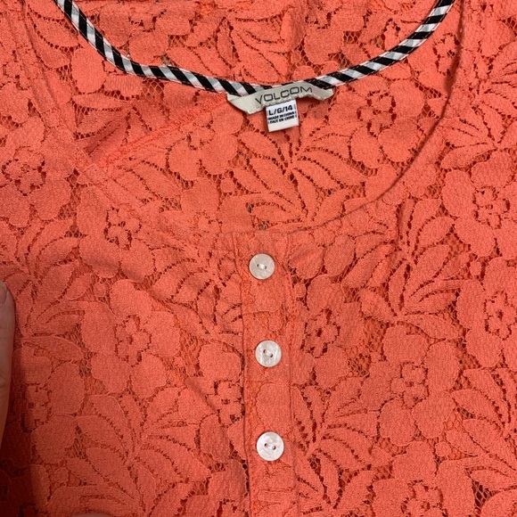 Volcom Orange Salmon Lace Tank Top - Picture 4 of 5
